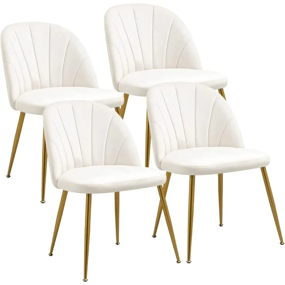 Velvet Dining Chairs Set of 4, Mid-Century Modern Upholstered Kitchen Chair with Metal Gold Legs, Elegant Accent Chairs w/Luxury