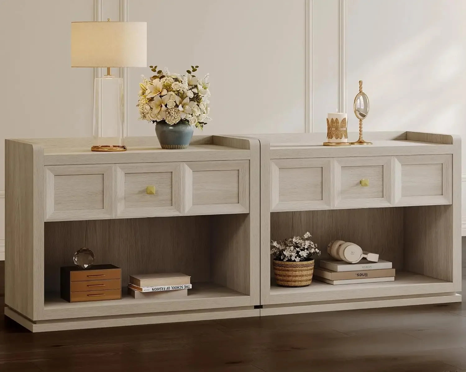 31" Wide Nightstands Set of 2, Large Night Stands with Drawer, Oversized King Size Nightstand Bedside Table for Bedroom