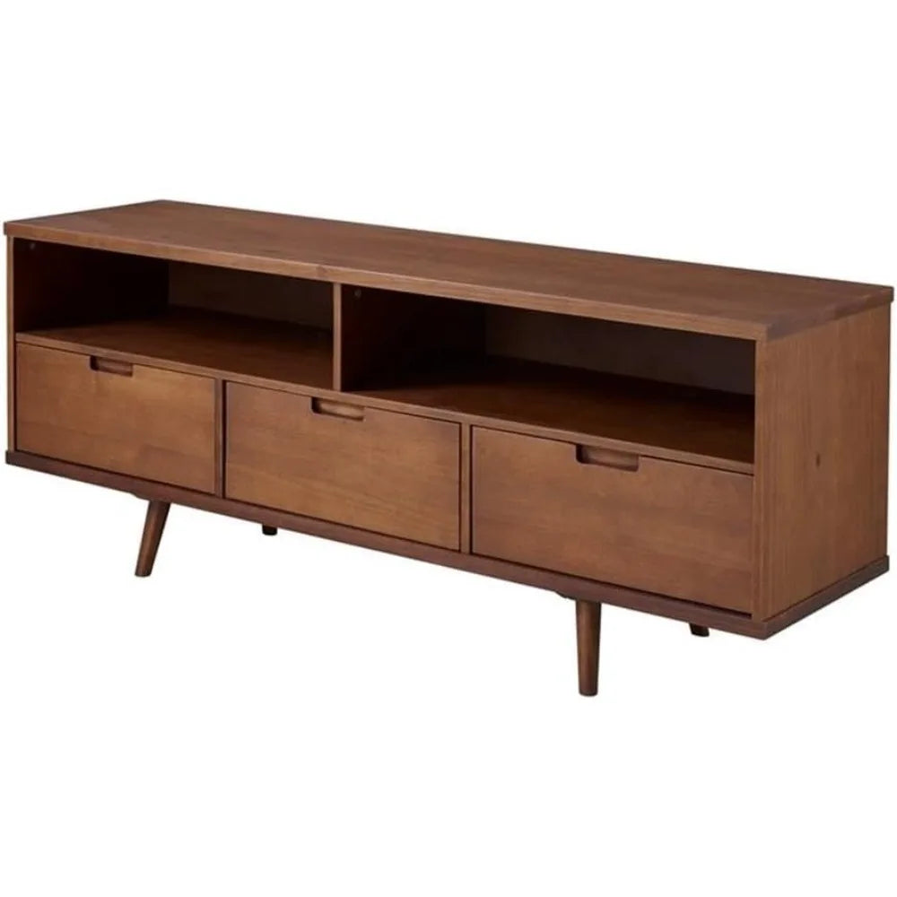 3-Drawer Mid Century Modern Wood TV Stand for TV's up to 65" Flat Screen Cabinet Door Living Room Storage Entertainment Center